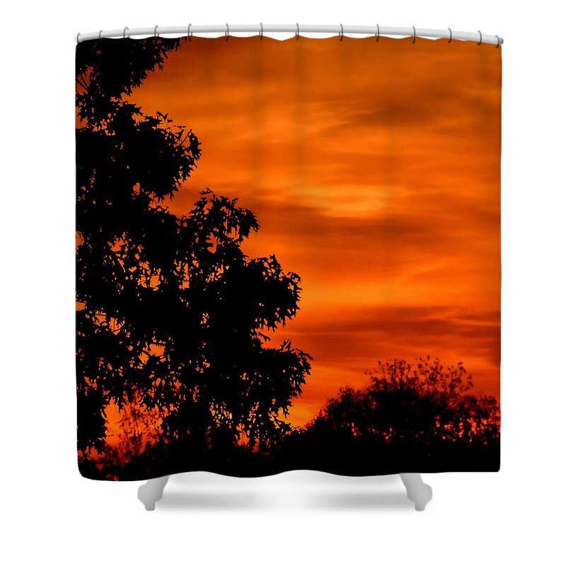 Sunset Shower Curtain featuring the photograph Fiery Sunset by Deena Stoddard