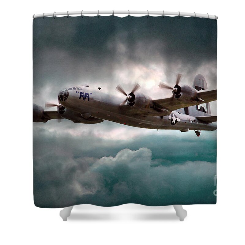 Fifi B29 Superfortress Shower Curtain featuring the digital art Fifi by Airpower Art