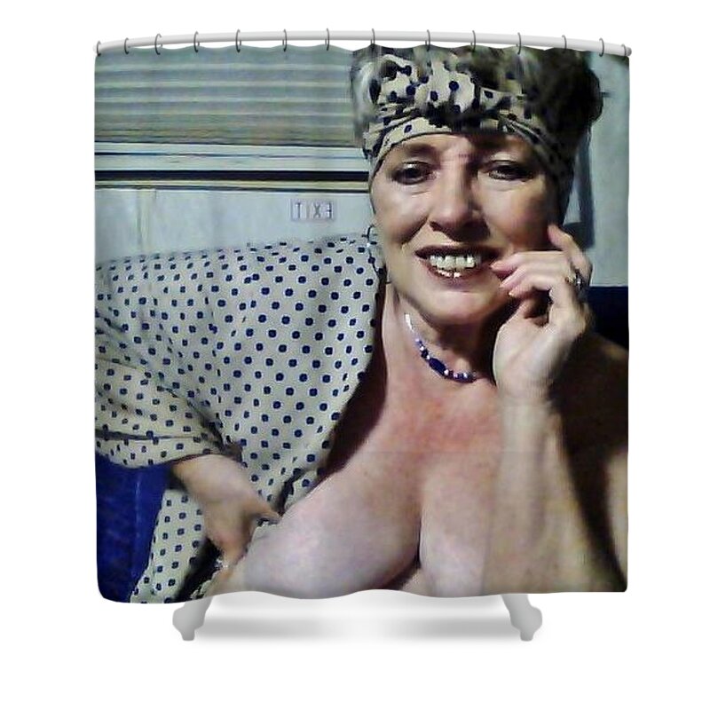 Portrait Shower Curtain featuring the photograph Fifties Gal by VLee Watson