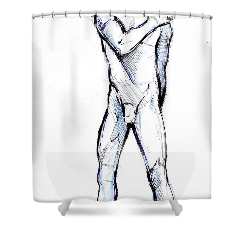 Figure Drawing Shower Curtain featuring the drawing FIgure by John Gholson
