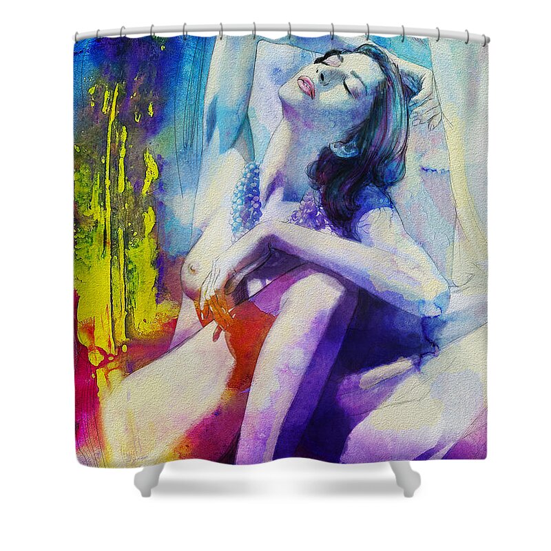 Abstract Art Shower Curtain featuring the painting Figure Work by Catf