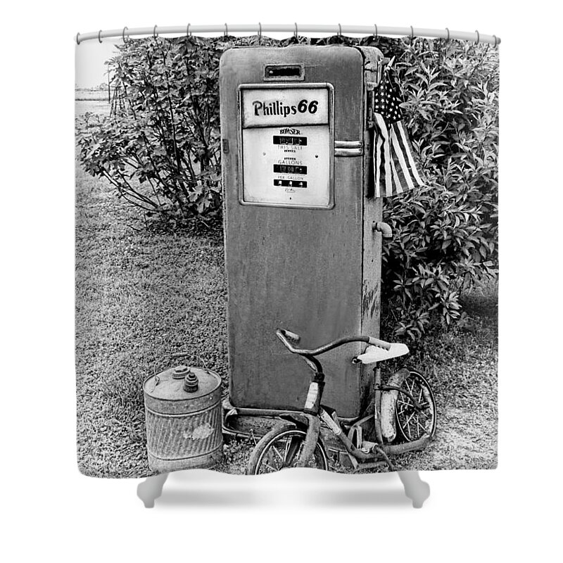 Gas Pump Shower Curtain featuring the photograph Fill 'er up by Bonnie Willis