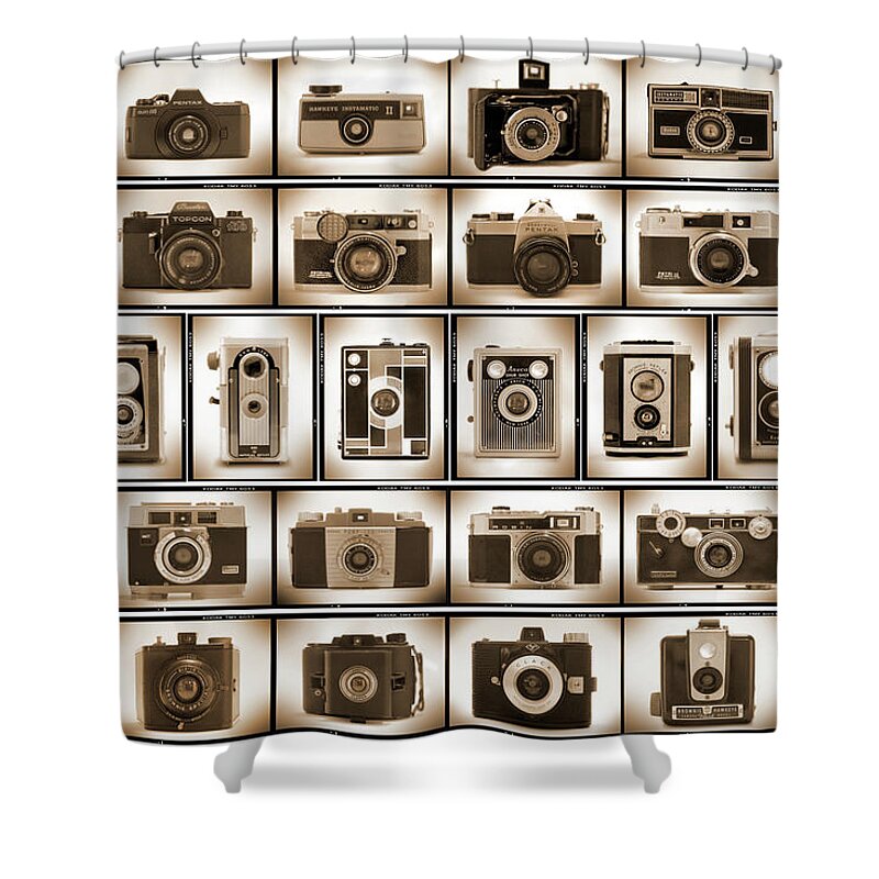 Vintage Cameras Shower Curtain featuring the photograph Film Camera Proofs by Mike McGlothlen