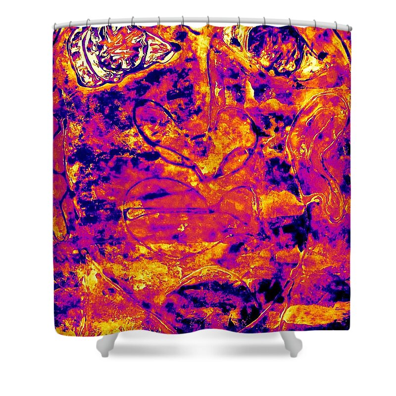 Native American Shower Curtain featuring the painting Fire and Eyes by Cleaster Cotton
