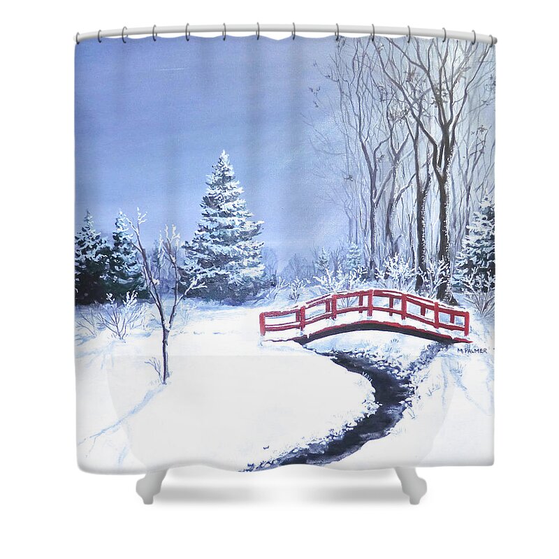 Winter Shower Curtain featuring the painting Fire and Ice by Mary Palmer
