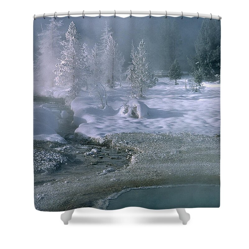 Wyoming Shower Curtain featuring the photograph Fire and Ice - Yellowstone National Park by Sandra Bronstein