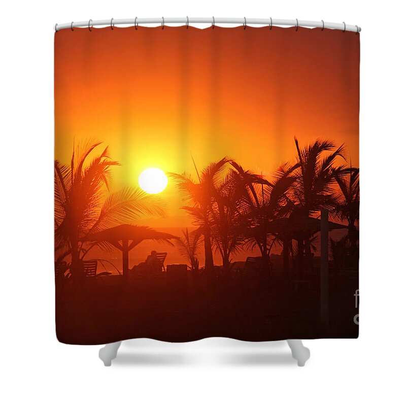 Panama Shower Curtain featuring the photograph Fire Ball Sunset by Bob Hislop