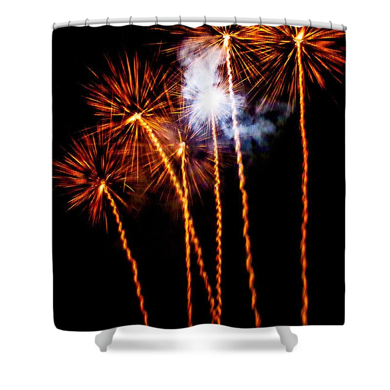 Fireworks Shower Curtain featuring the photograph Fire Dandelion Bouquet by Weston Westmoreland