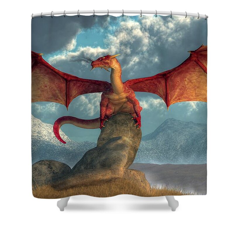Fire Dragon Shower Curtain featuring the digital art Fire Dragon by Daniel Eskridge