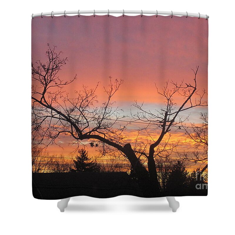 Fire Shower Curtain featuring the photograph Fire in the Sky 1 by Tara Shalton