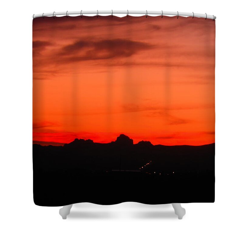 Landscape Shower Curtain featuring the photograph Fire In The Sky by James Welch