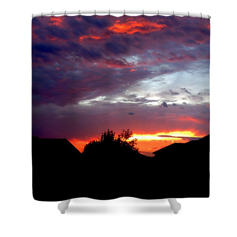 Sunset Shower Curtain featuring the photograph Fire in the Sky by Michael Stowers