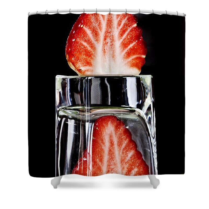 Fruit Shower Curtain featuring the photograph Strawberry on ice - Fire on ice by Pedro Cardona Llambias