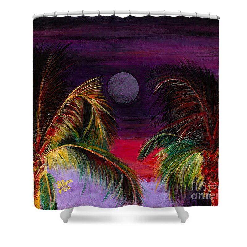 Scenery Shower Curtain featuring the painting Fire Palms II by Dr B Lynn Tillman