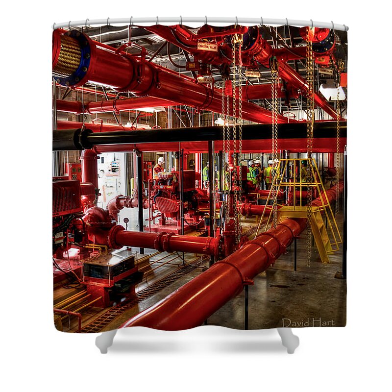 Fire Shower Curtain featuring the photograph Fire pumps by David Hart