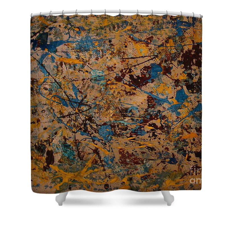 Time Shower Curtain featuring the painting Fire Work by Fereshteh Stoecklein