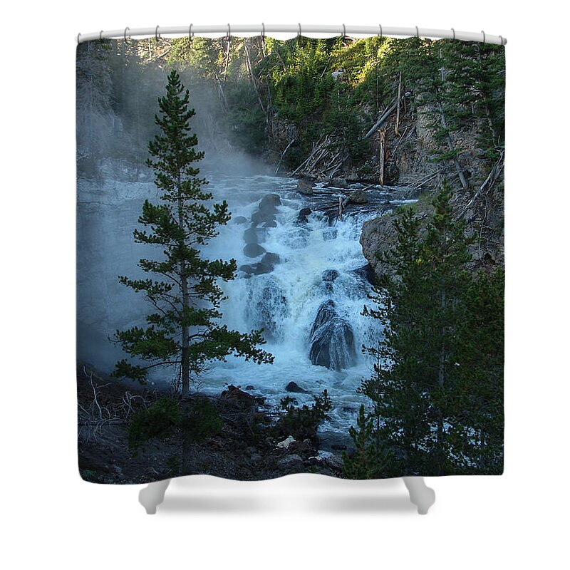 Waterfall Shower Curtain featuring the photograph Firehole Falls by Carl Moore