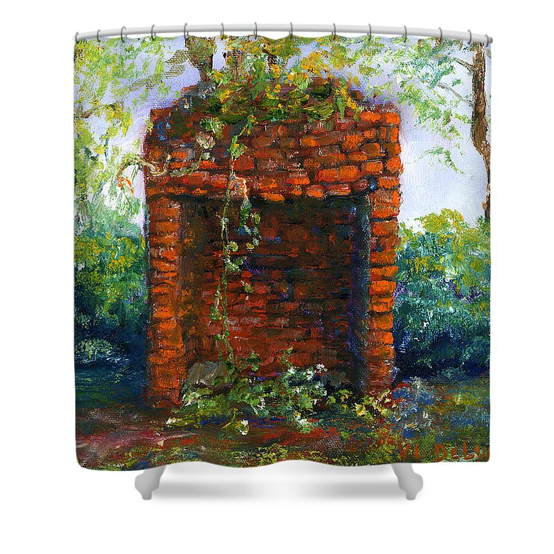 Fireplace Shower Curtain featuring the painting Fireplace at Melrose Plantation Louisiana by Lenora De Lude