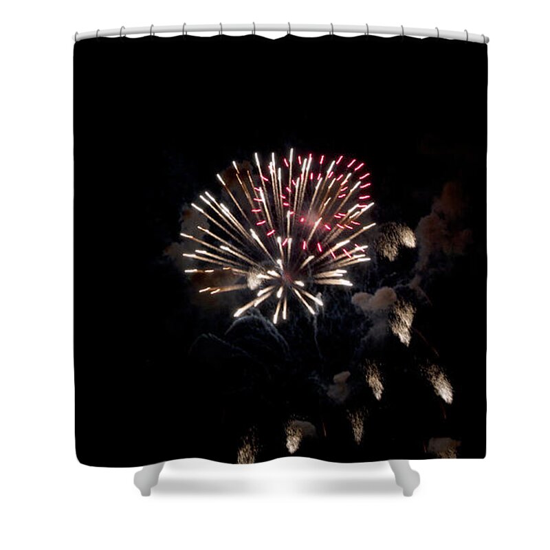 Fireworks Shower Curtain featuring the photograph Fireworks at Night by Edward Hawkins II