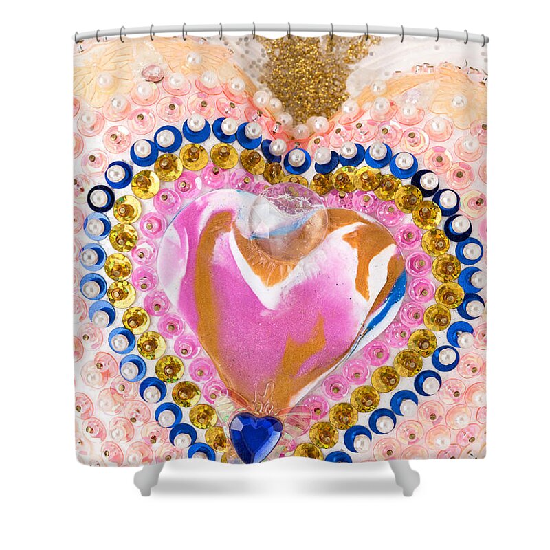 Fireworks Of The Butterfly Heart Shower Curtain featuring the relief Fireworks of the butterfly-heart by Heidi Sieber