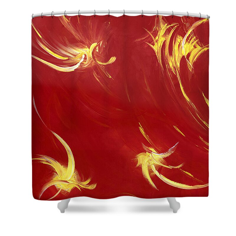 Abstract Shower Curtain featuring the painting Fireworks by Tamara Nelson
