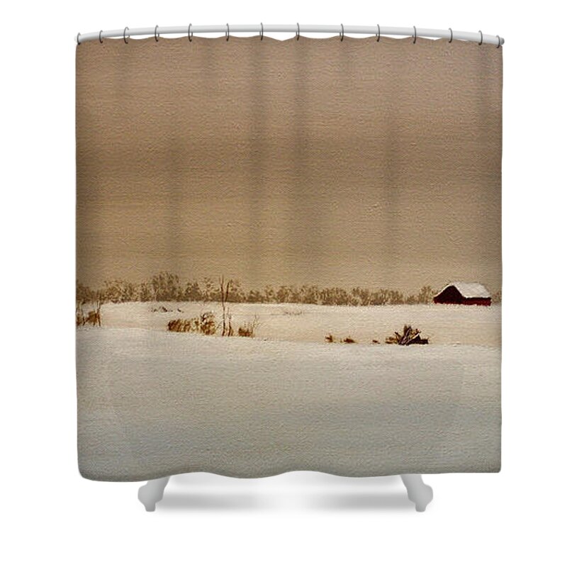 Acrylic Shower Curtain featuring the painting First Snow by William Renzulli