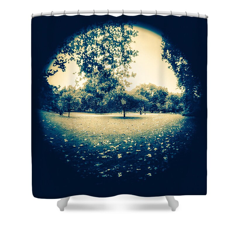 Leaves Shower Curtain featuring the photograph Fish eye Park by Lenny Carter