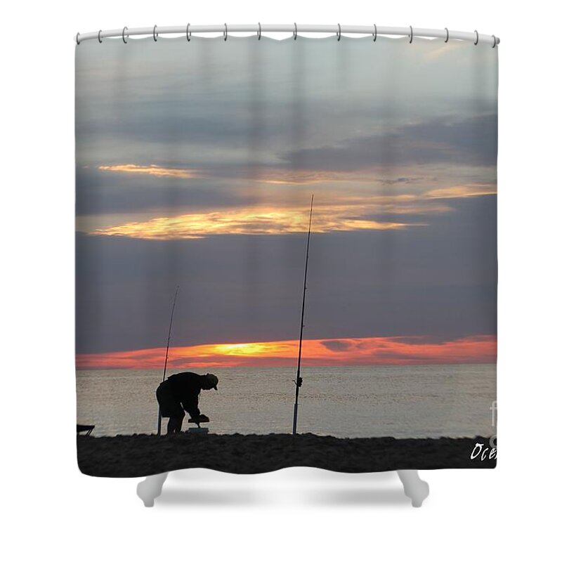 Ocean City Maryland Shower Curtain featuring the photograph Fishing at Sunrise by Robert Banach
