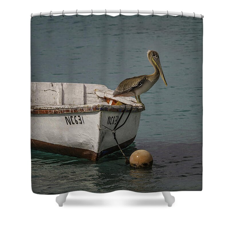 Curacao Shower Curtain featuring the photograph Fishing Boat 8493  by Karen Celella
