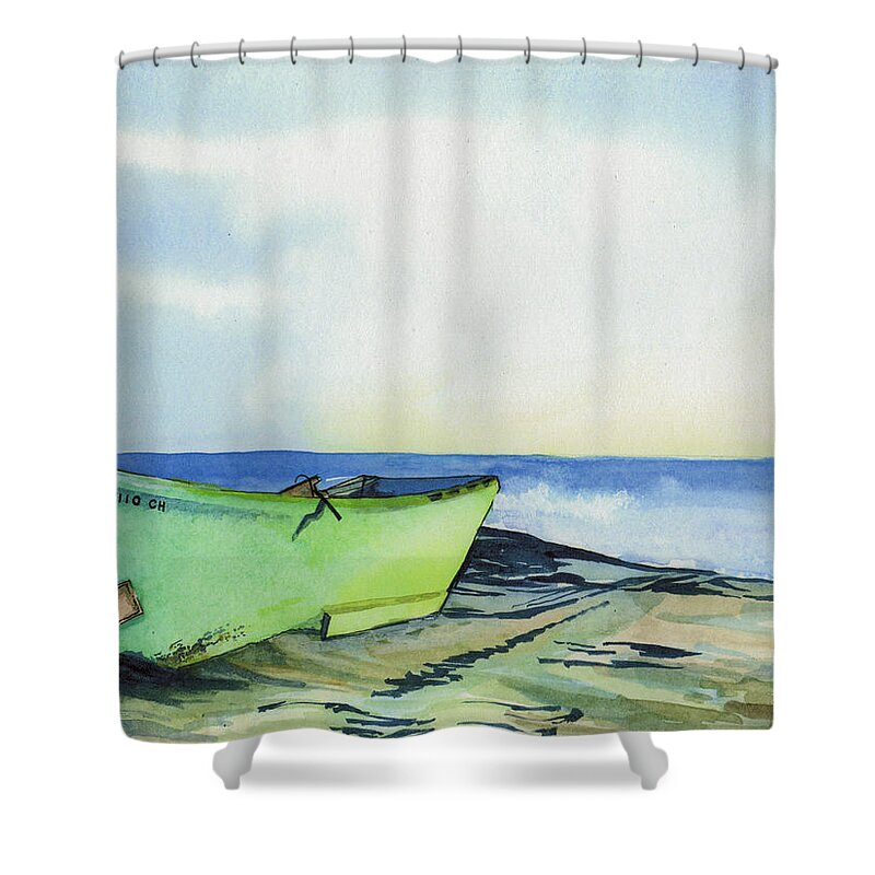 Fishing Shower Curtain featuring the painting Fishing Boat by Sean Parnell