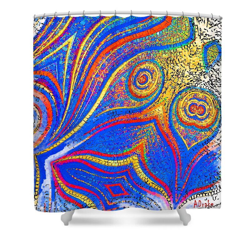 Fish Shower Curtain featuring the digital art Fishing for Colours by Alec Drake