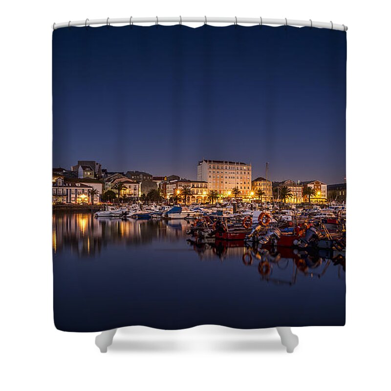 Ferrol Shower Curtain featuring the photograph Fishing Port of Ferrol by Night Galicia Spain by Pablo Avanzini