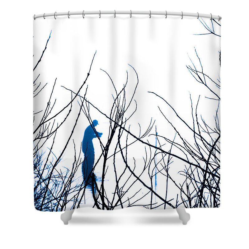 Abstract Art Shower Curtain featuring the photograph Fishing the River Blue by Robyn King