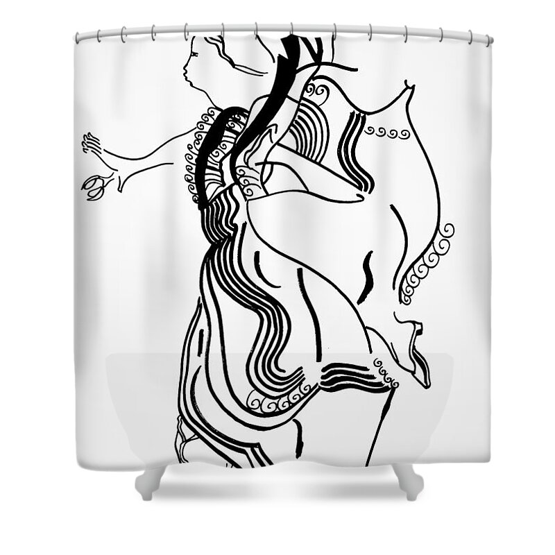 Jesus Shower Curtain featuring the drawing Flamenco Dance by Gloria Ssali