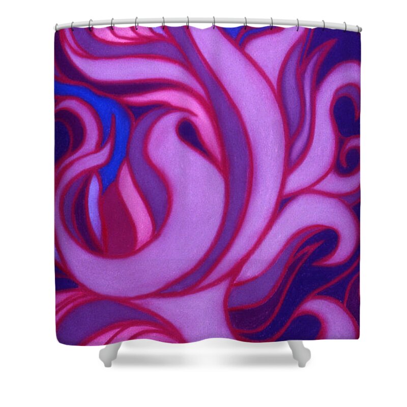 Flames Shower Curtain featuring the pastel Flames by Susan Will