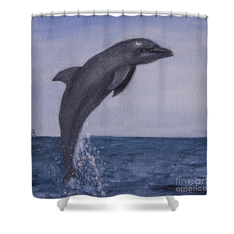 Flipper Shower Curtain featuring the painting Flipper by Laurel Best