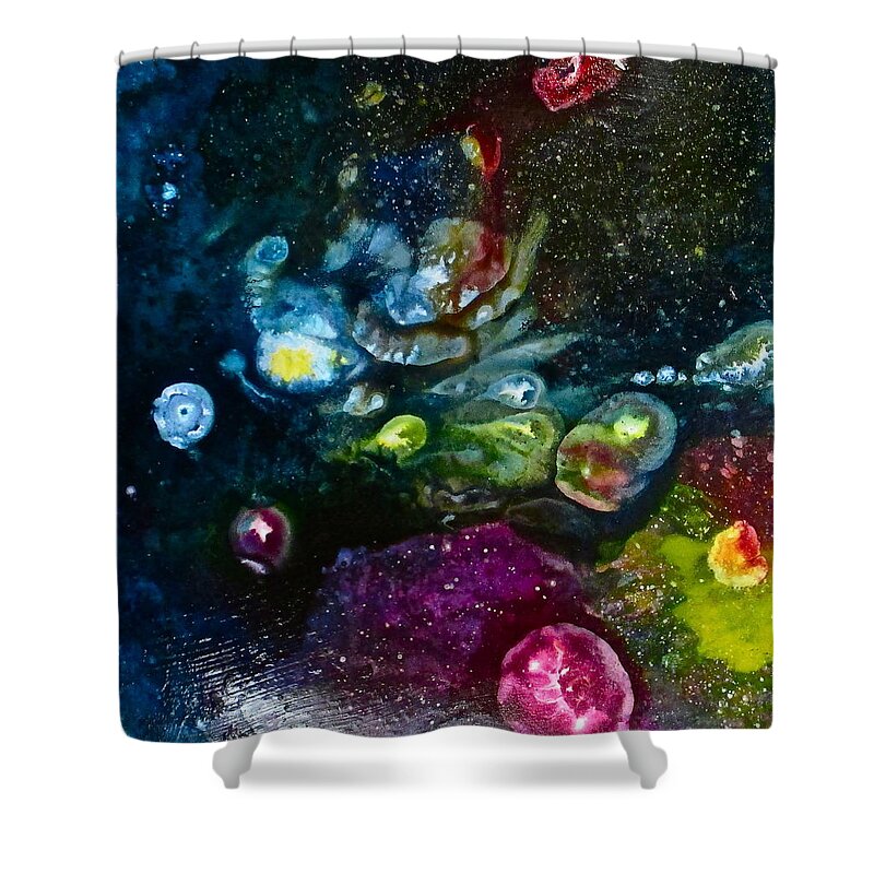Ink Shower Curtain featuring the painting Floating Gems by Janice Nabors Raiteri