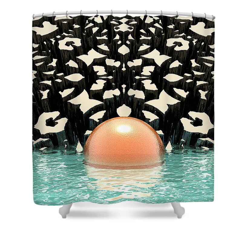 Orange Shower Curtain featuring the digital art Floating Orange Object by Phil Perkins