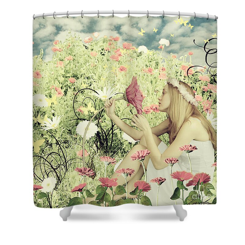 Spring Shower Curtain featuring the digital art Flora by Linda Lees