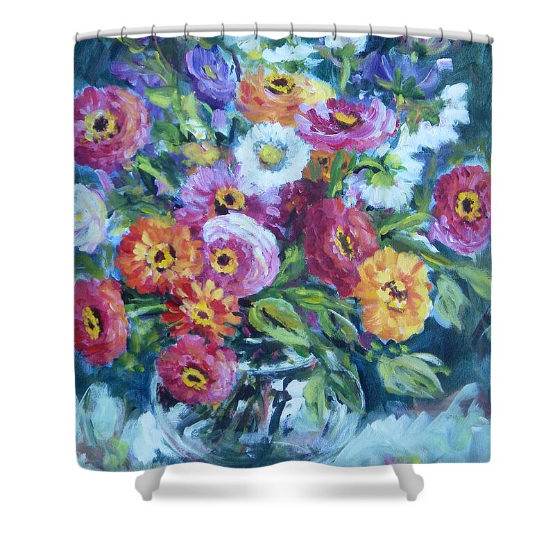 Still Life Shower Curtain featuring the painting Floral Explosion No. 2 by Ingrid Dohm