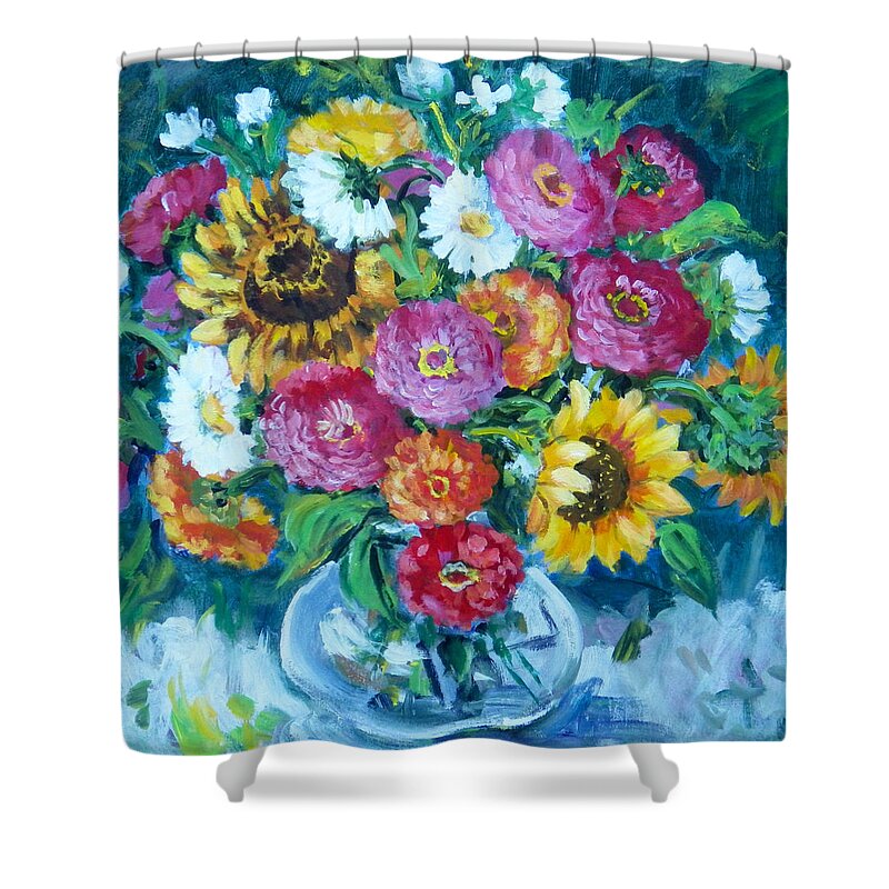 Flowers Shower Curtain featuring the painting Floral Explosion No.1 by Ingrid Dohm