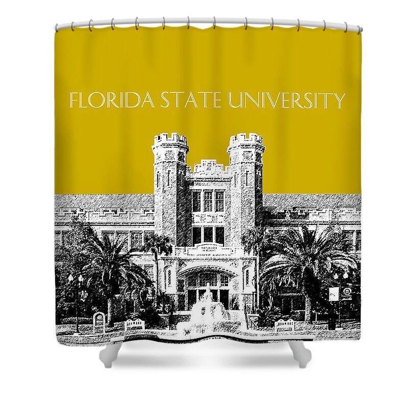University Shower Curtain featuring the digital art Florida State University - Gold by DB Artist