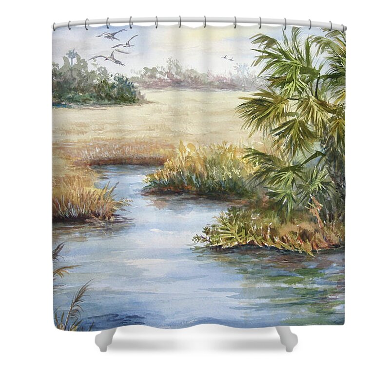 Florida Shower Curtain featuring the painting Florida Wilderness III by Roxanne Tobaison