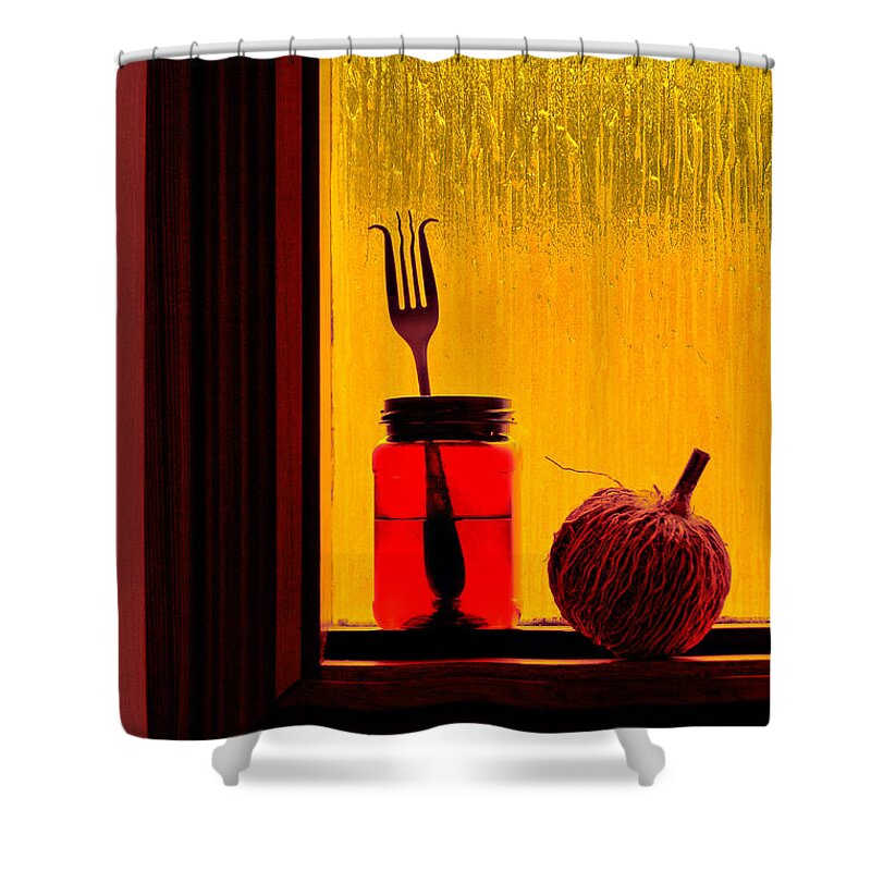 Still Life Shower Curtain featuring the photograph Flower and apple by Andrei SKY