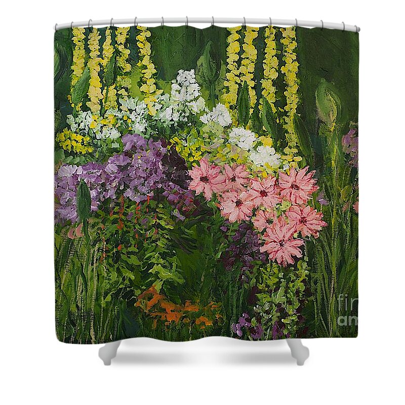 Landscape Shower Curtain featuring the painting Flower Dance by Allan P Friedlander