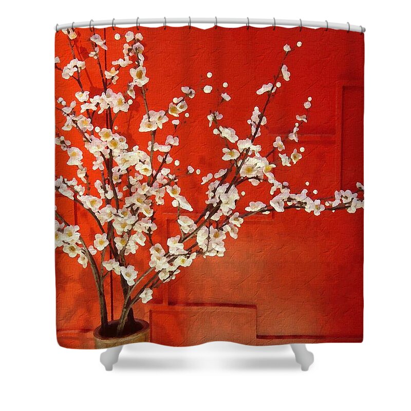 Apple Blossom Shower Curtain featuring the photograph Flower Display - Apple Blossoms by Andrea Kollo