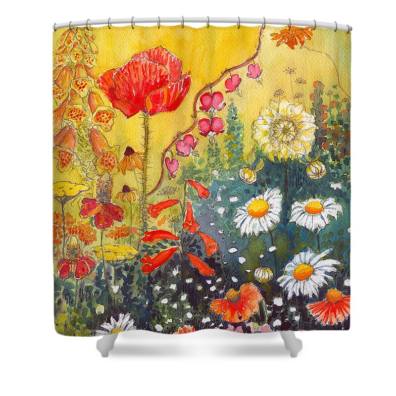Flower Garden Shower Curtain featuring the painting Flower Garden by Katherine Miller