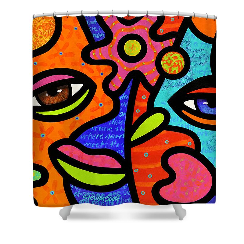 Shopping Shower Curtain featuring the painting Flower Market by Steven Scott