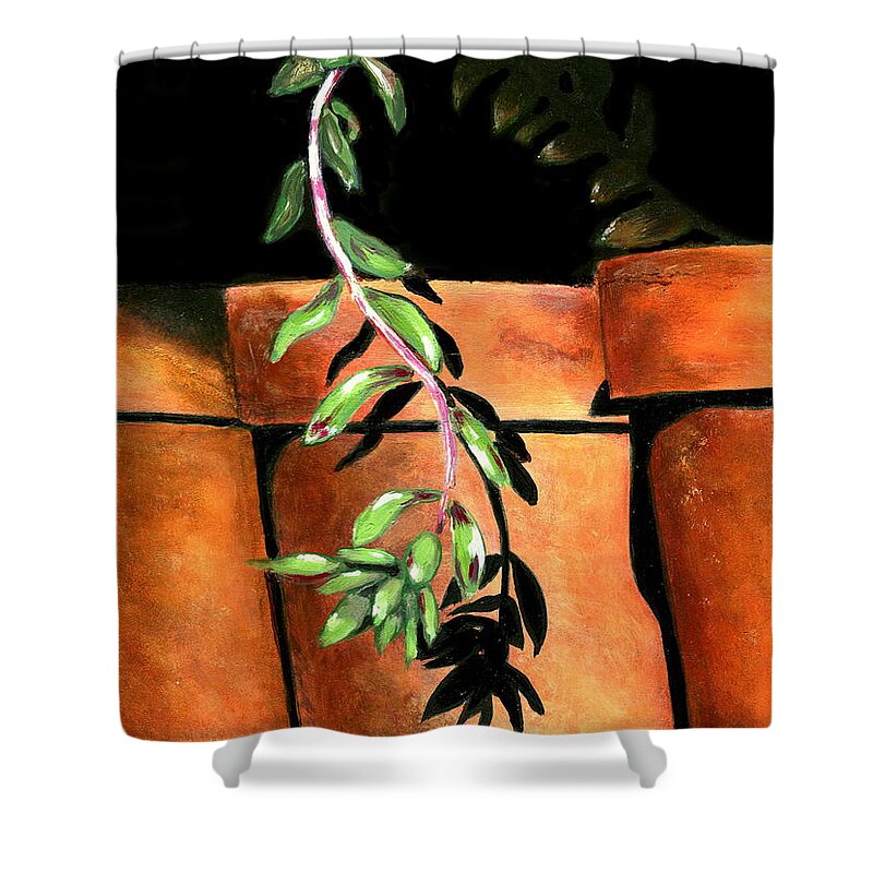 Flower Pots Shower Curtain featuring the painting Flower Pots by Karyn Robinson