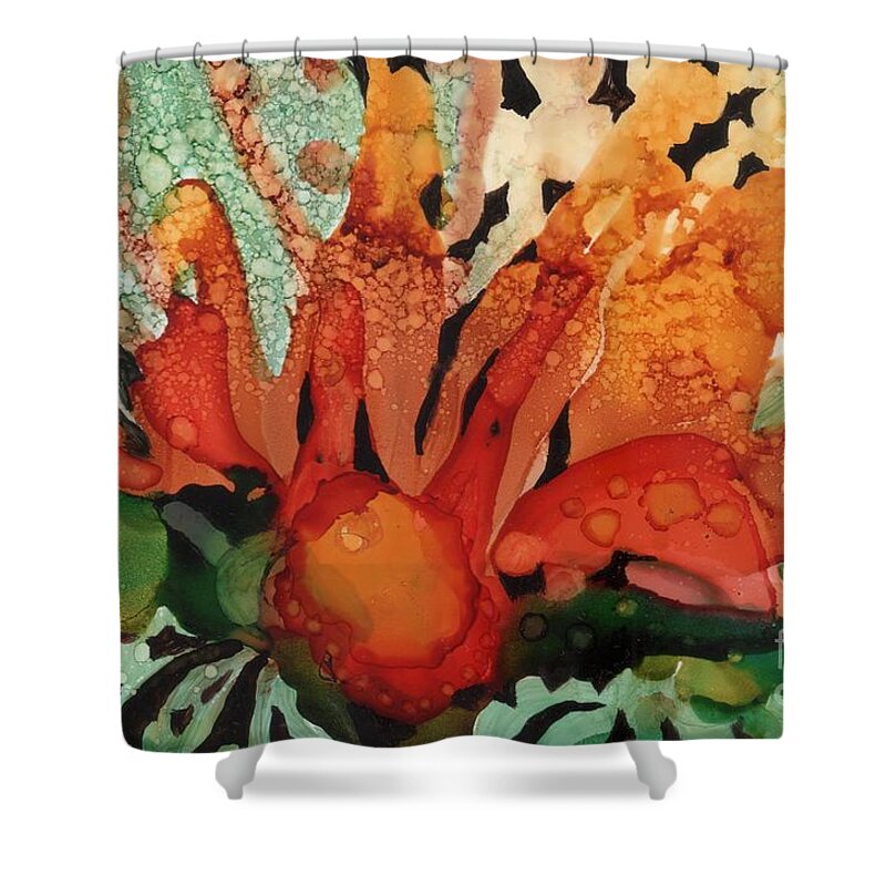 Exciting Shower Curtain featuring the painting Flower Power by Joan Clear
